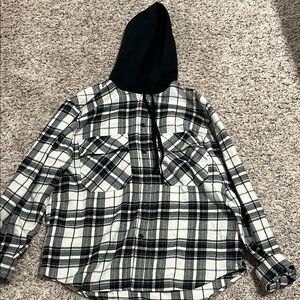 Original Use Black and White Plaid Shirt Jacket